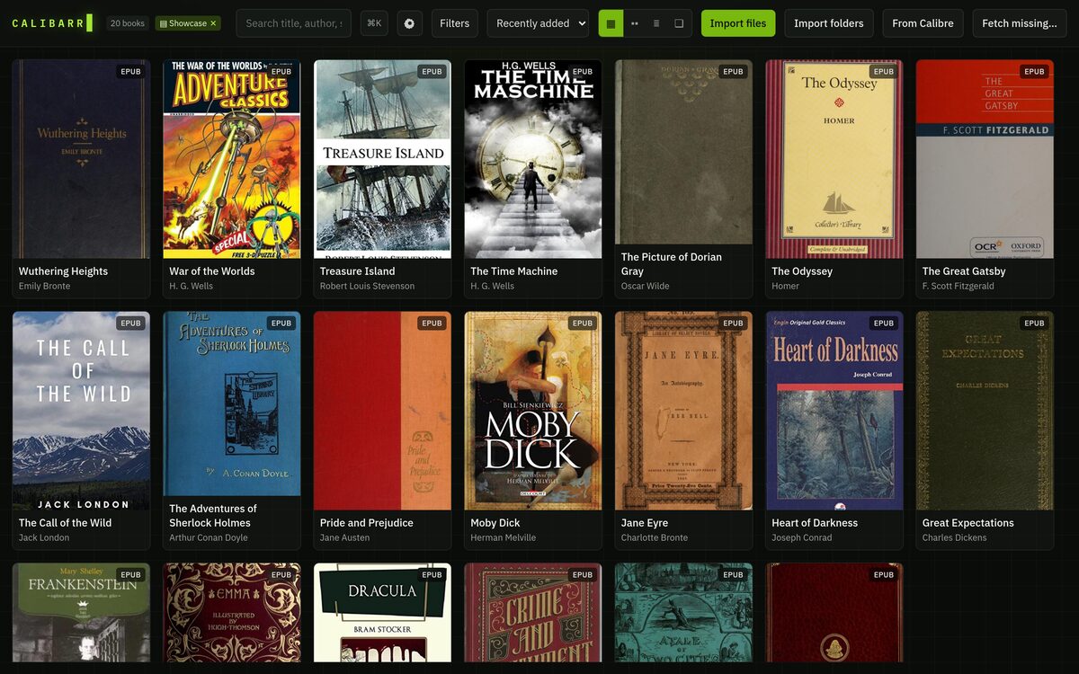 Calibarr cover-grid library view
